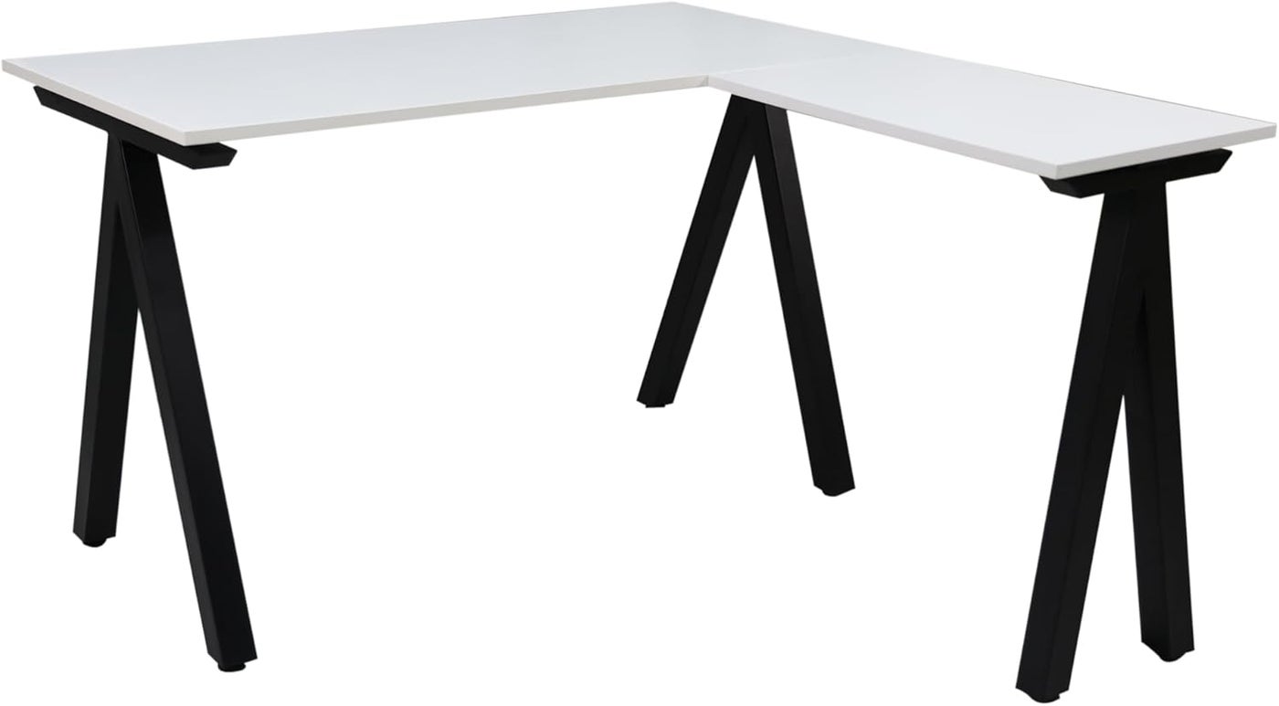 RIGID L Shape Office Desk with Extension | Wooden MDF Computer Table with Steel Frame | Modern Workstation for Home & Office, Black